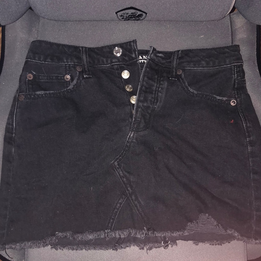 Black Denim Mini Skirt